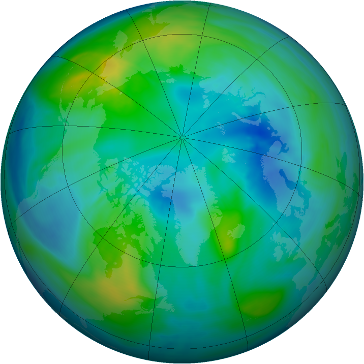 Arctic ozone map for 15 October 2006